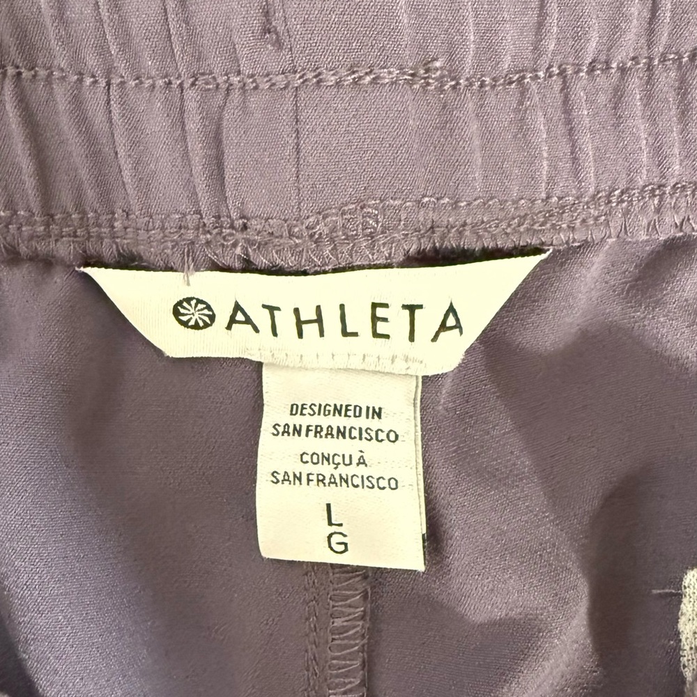 Athleta Stride Wide Leg Pants Purple Large Pull-On Stretch - Picture 6 of 7